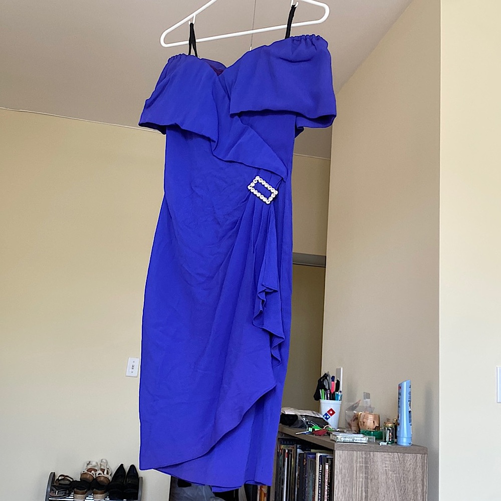 Deep Blue off the shoulder dress